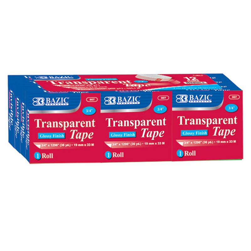 BAZIC Products Tape Refill, Transparent Tape, 3/4" x 1296", 12 Per Pack, 2 Packs, 2 of 6