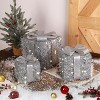 Set of 3 Prelit  Christmas Lighted Gift Boxes with 60 Warm White Led Lights,Lighted Up Xmas Presents Ornament Holiday Display for Tree Yard Decor - 3 of 4
