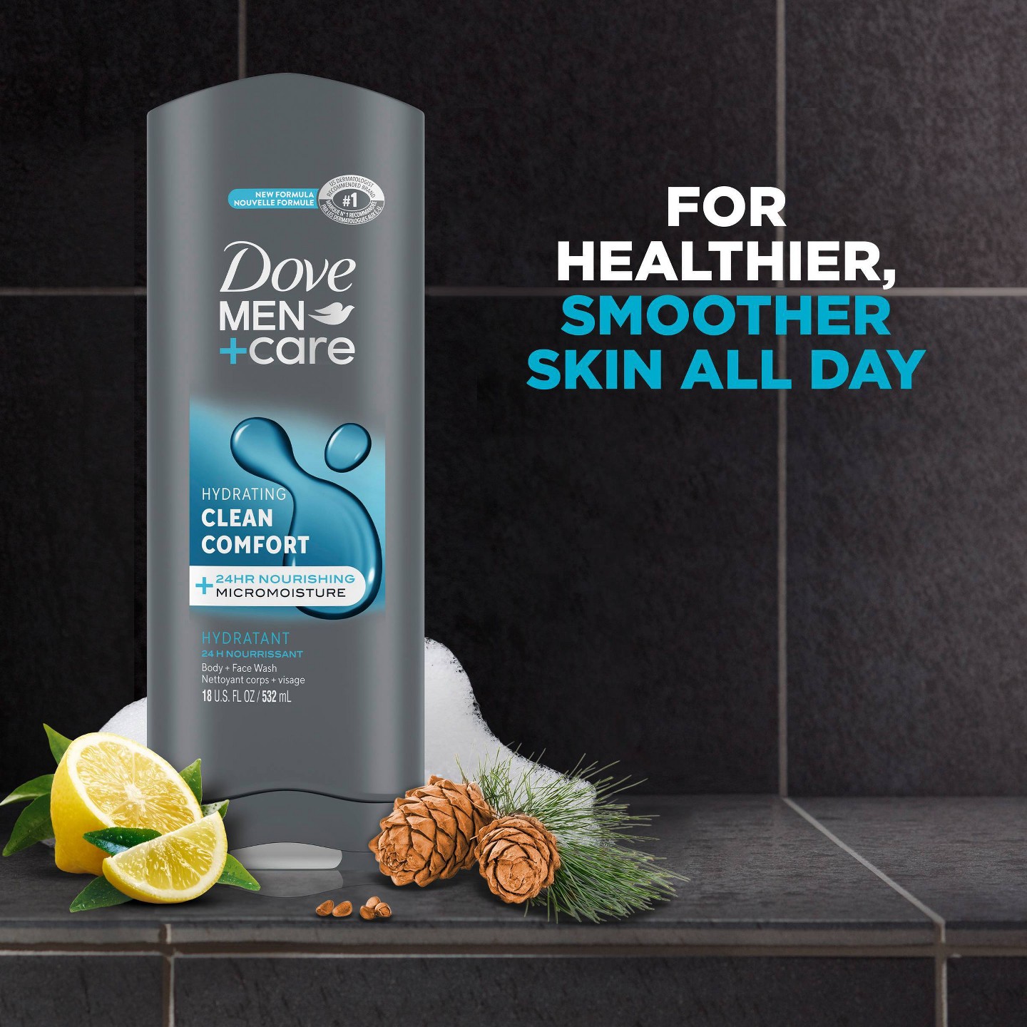 Средство для умывания тела и лица Dove Men+Care Clean Comfort без сульфатов, 18 fl oz — фото 2