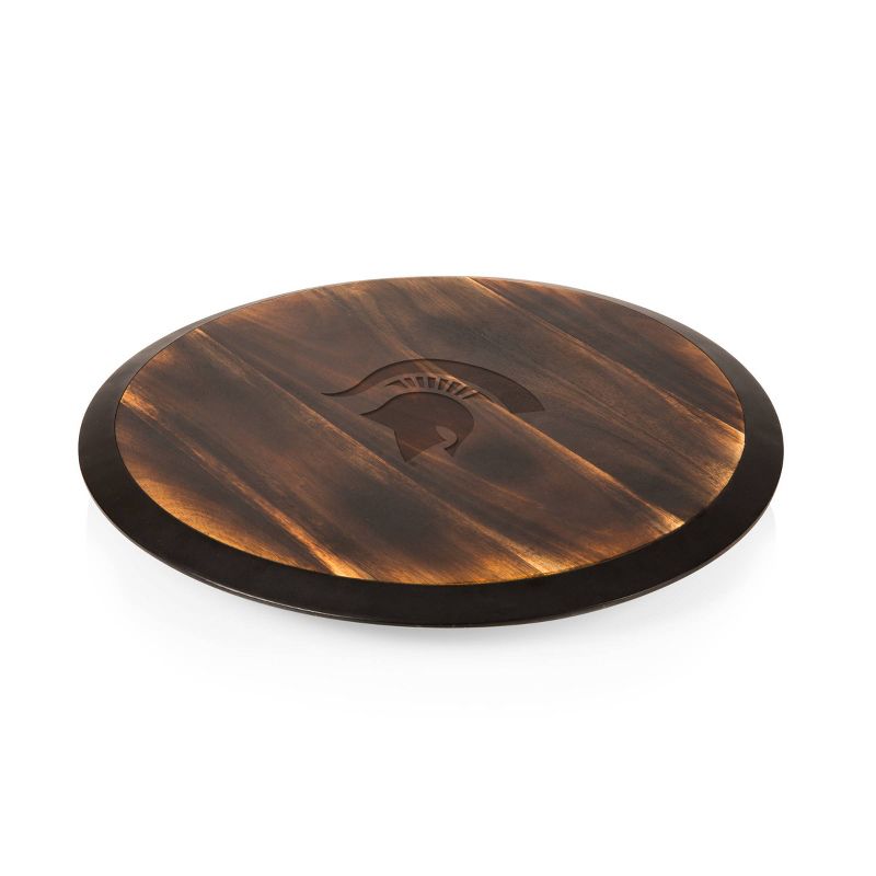 NCAA Michigan State Spartans Fire Acacia Wood Lazy Susan Serving Tray, 1 of 5