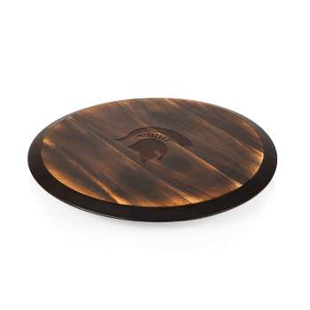 NCAA Michigan State Spartans Fire Acacia Wood Lazy Susan Serving Tray