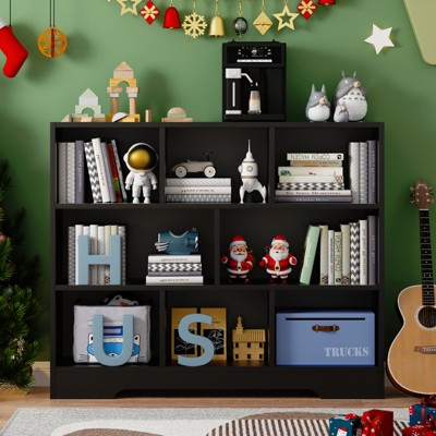 Book Shelf, Cubes Storage Organizer, Freestanding Bookshelf Cube Shelf for Bedroom, Living Room, 3-Tier Open Bookshelf Wooden Bookcase