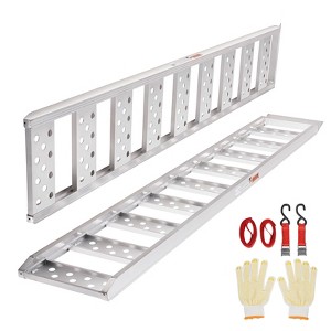 VEVOR Aluminum Ramps, 1250lbs, Straight Ramp with Treads and Load Straps, Portable Loading Ramp for Motorcycles, ATVs, Trucks, Lawn Mower, 2Pcs - 1 of 4
