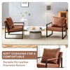 Racxily Accent Chair, Comfy Living Room Chair with Metal Frame Armrest, Upholstered PU Armchair for Bedroom Balcony Lounge Reading Room, Brown - 4 of 4