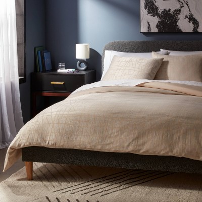 3pc Full/queen Luxe Jacquard Duvet Cover And Sham Set Offwhite