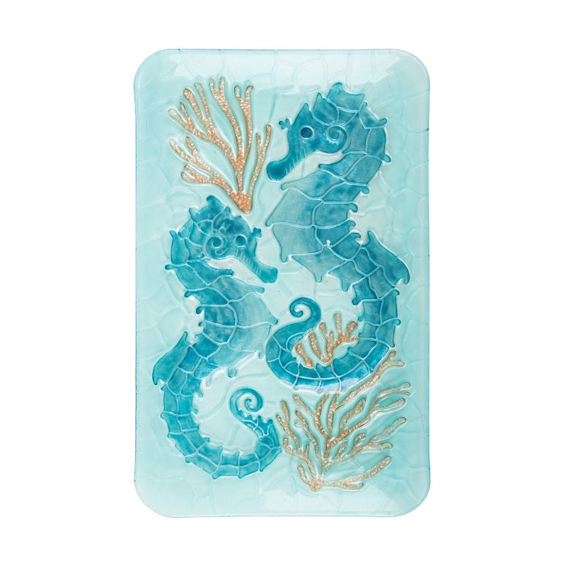 Beachcombers Seahorse Rectangle Glass Plate, 1 of 3