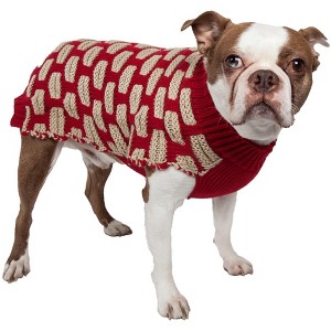Pet Life (R) Fashion Weaved Heavy Knit Designer Ribbed Turtle Neck Dog Sweater - 1 of 4