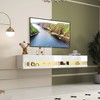 VYNXARIA 180 Wall Mounted Floating 80" TV Stand with 20 Color LEDs and Charging Station,white - 2 of 4