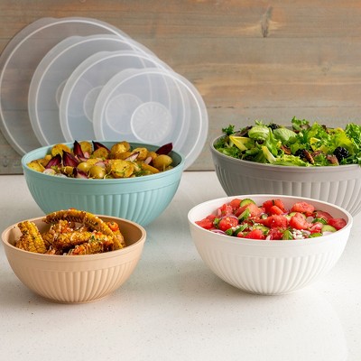 Nordic Ware 8-Piece Earth-Tone Covered Mixing Bowl Set
