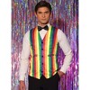 Lars Amadeus Men's Single Breasted V Neck Colorful Rainbow Stripes Vest - 2 of 4
