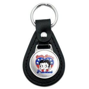 Betty Boop Betty In Heart Black Leather Keychain - 1 of 4