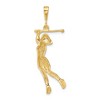 Black Bow Jewelry 14k Yellow Gold Large Female Golfer Pendant - 3 of 4