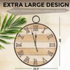 Large Wooden Wall Clock Antique Vintage Rustic Country Farmhouse Style Real Wood Iron Roman Numerals - 3 of 4
