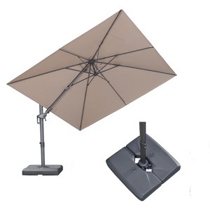 PURPLE LEAF Cantilever Patio Umbrella Outdoor Offset Umbrella with 3 Years Fade Resistance Recycled Fabric With Base - 1 of 4
