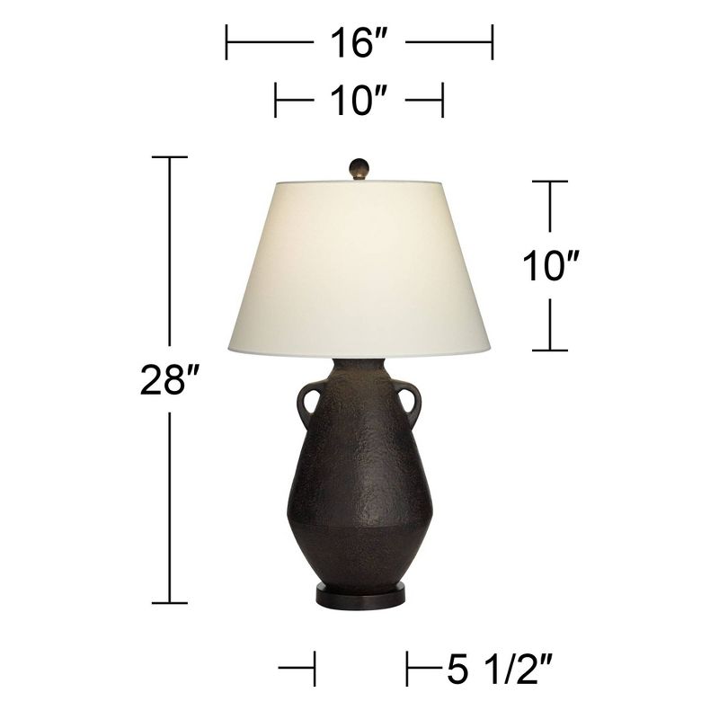 360 Lighting Las Cruces 28" Tall Jar with Handles Farmhouse Rustic Country Cottage Table Lamp Black Single White Shade Living Room Bedroom Bedside, 4 of 10