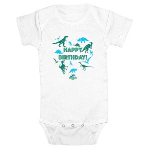 Infant's Jurassic Park Happy Birthday Dino Collage Bodysuit - 1 of 4
