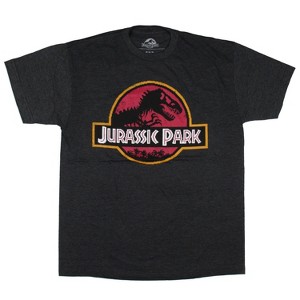 Jurassic Park Men's Pixelated Logo Design Adult Short Sleeve T-Shirt - 1 of 3