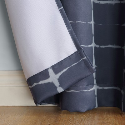 Navy Shibori Print Blackout Grommet Curtain Panel
