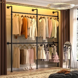 Besiost Corner Wall Mounted Closet System, Pipe Clothing Rack with Hanging - 1 of 4