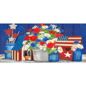 Briarwood Lane Summer Red White and Blue Patriotic Mini Mat 22x10 Indoor Outdoor For Summer Doormat - 1 of 3