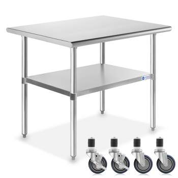 GRIDMANN Stainless Steel Table with 4 Casters (Wheels), NSF Commercial Kitchen Work & Prep Table