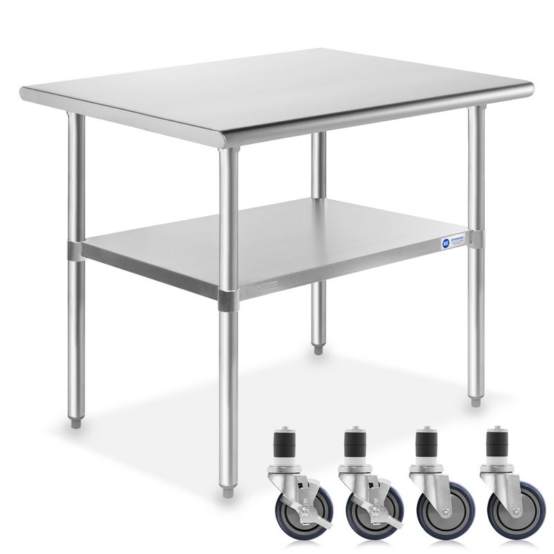 GRIDMANN Stainless Steel Table with 4 Casters (Wheels), NSF Commercial Kitchen Work & Prep Table, 1 of 8