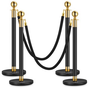 Coucheta Stanchion Posts with 2x5FT Velvet Ropes, Crowd Control Barrier Set for Queue, Party, Red Carpet, Grand Opening, Casino, Event Decorations - 1 of 4