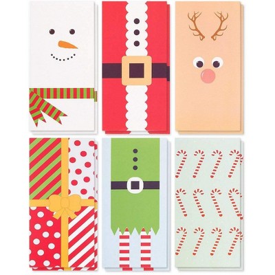 36-Pack Merry Christmas Greeting Cards - Xmas Money and Gift Card Holder Cards in 6 Cute Festive Designs - Assorted with Envelopes, 3.6x7.25"