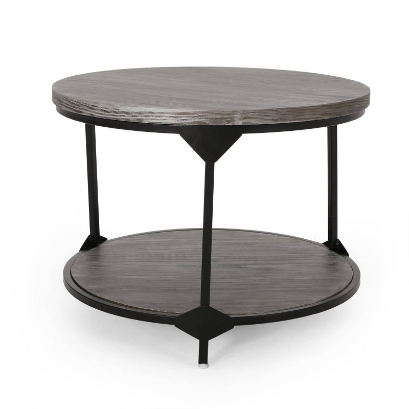 Cedarhurst Modern Industrial Round Coffee Table Gray/Black - Christopher Knight Home, 5 of 12