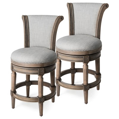 Maven Lane Pullman Swivel Upholstered Kitchen Stool, Set of 2
