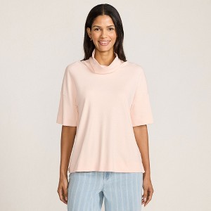Lands' End Women's Elbow Sleeve Supima Cotton Relaxed Turtleneck - 1 of 4