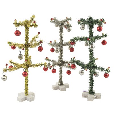 Christmas 7.5" Sisal Tree With Ball Ornaments Christmas Set  -  Decorative Figurines