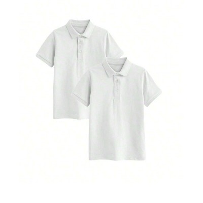 Kids 2 Pack Boys Back To School Pique Polo Shirts
