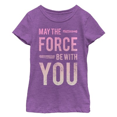 Girl's Star Wars May the Force Be With You Lightsaber T-Shirt