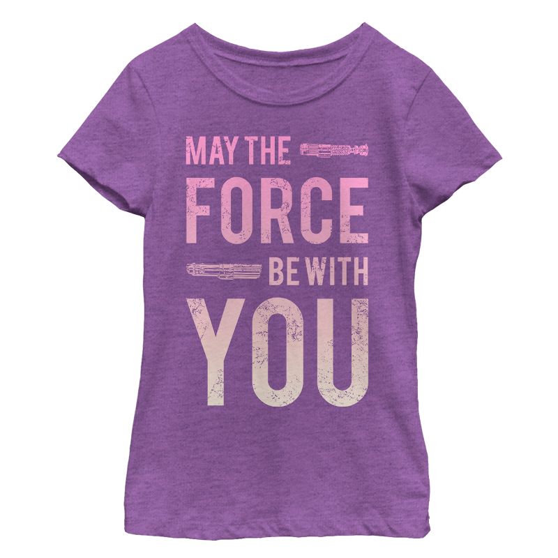 Girl's Star Wars May the Force Be With You Lightsaber T-Shirt, 1 of 4