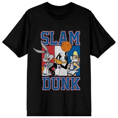 Space Jam 1996 Slam Dunk Crew Neck Short Sleeve Women's Black T-shirt