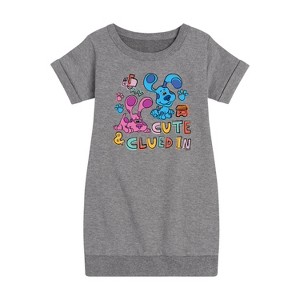 Girls' - Blue's Clues & You! - Cute & Clued In Graphic Short Sleeve Fleece Dress - 1 of 3