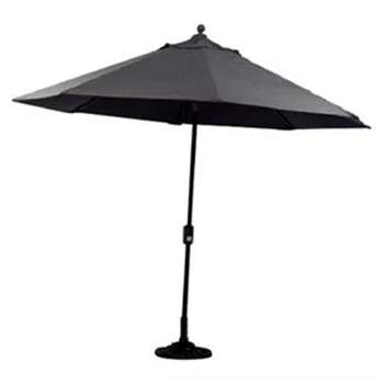 Four Seasons Courtyard Canmore 9 Foot Market Patio Table Umbrella with Aluminum Pole, for Outdoor Space, Garden, Deck, and Porch, Gray