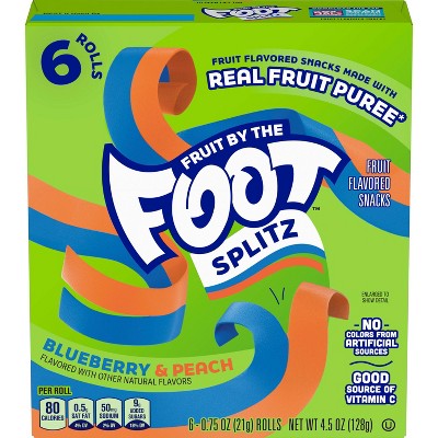 Fruit By The Foot Fruit Snacks Splitz Peach/Blueberry - 4.5oz/6ct