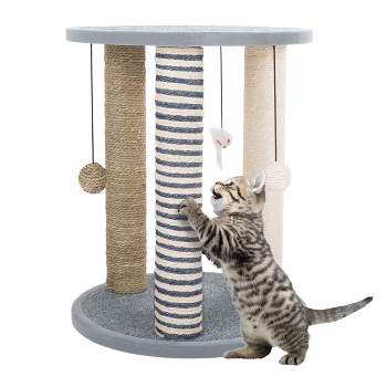 3-tier Cat Tower With Sisal Rope Scratching Post, 2 Carpeted
