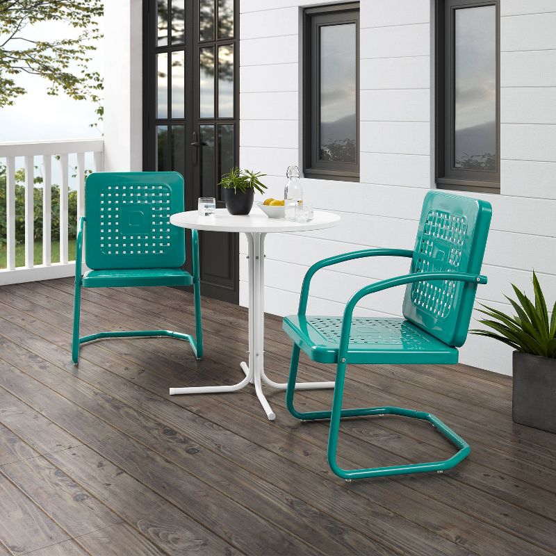 Bates 3pc Outdoor Bistro Set with Table &#38; 2 Chairs - Turquoise - Crosley, 5 of 13