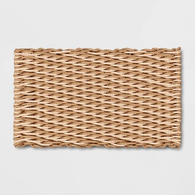 Photo 1 of 16 x 26 Basket Weave Poly Rope Outdoor Door Mat Neutral - Threshold designed with Studio McGee