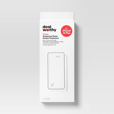 Apple iPhone 16 Plus/iPhone 15 Plus Screen Protector Glass Shield 3pk - dealworthy™