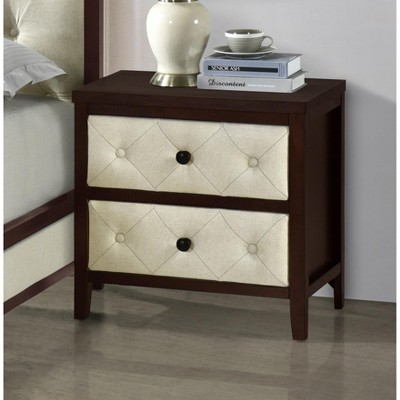 Vynxaria Cherry Espresso Nightstand - 2 Designed Drawers, MDF with Birch Veneer, Modern Bedroom Furniture