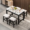 Whisen Modern 5-Piece Faux Marble Versatile Bar Table Set with Storage Drawers and Padded Stools - 3 of 4
