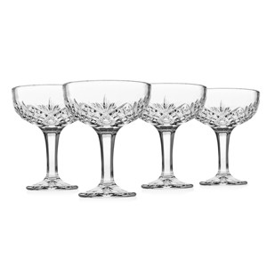 Godinger Silver Set of 4 Dublin Champagne Coupe Glasses: Crystal Drinkware, 6 oz Capacity, Hand Wash, Dishwasher-Safe - 1 of 2