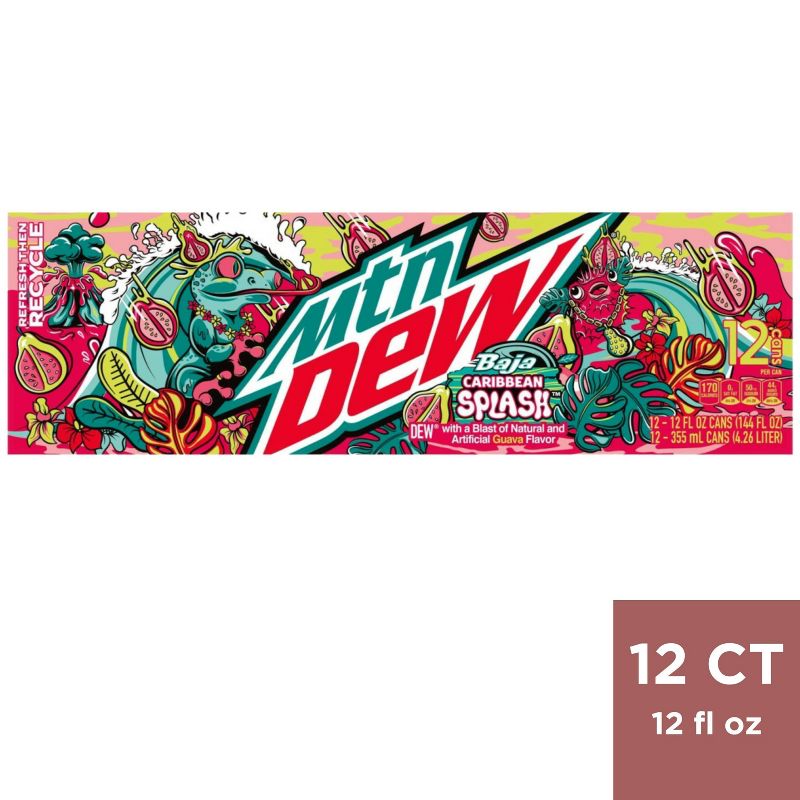 Mtn Dew Baja Caribbean Splash Soda - 12pk/12 fl oz Cans, 1 of 4