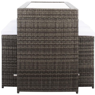 Hutton 7-Piece Gray Brown and White Outdoor Dining Set
