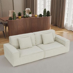 Whisen 106.3" Large Modular Sofa - Striped Fabric, Modern Style, Comfortable, Vacuum Compression, Full Sponge, High Rebound, Straight - 1 of 4