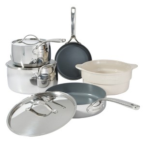 Bloomhouse 8 Piece Triply Stainless Steel Pots and Pans Cookware Set W/ Non Toxic Pro Ceramic Non Stick Interior - 1 of 4